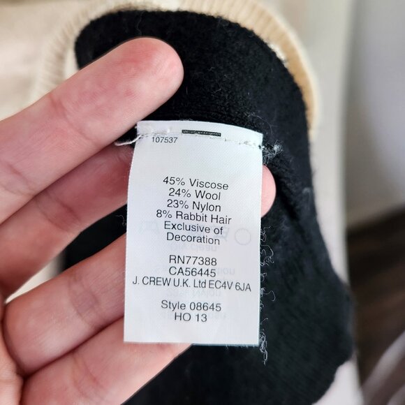 J. Crew Wool Angora Lightweight Sweater Elbow Patches Side Buttons sz S *Flawed* - Picture 8 of 9